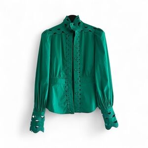 Karen Millen Green Blouse with Cut-Out Design